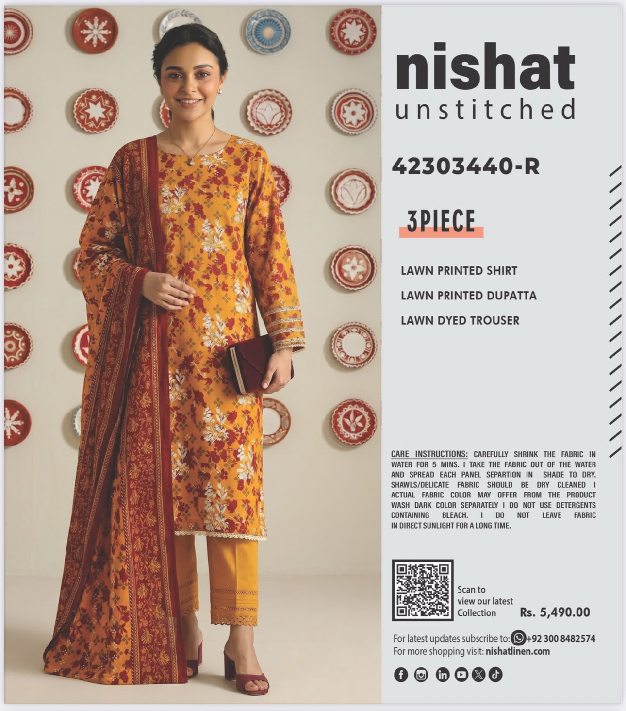 NISHAT UNSTICHED 3 PIECE LAWN