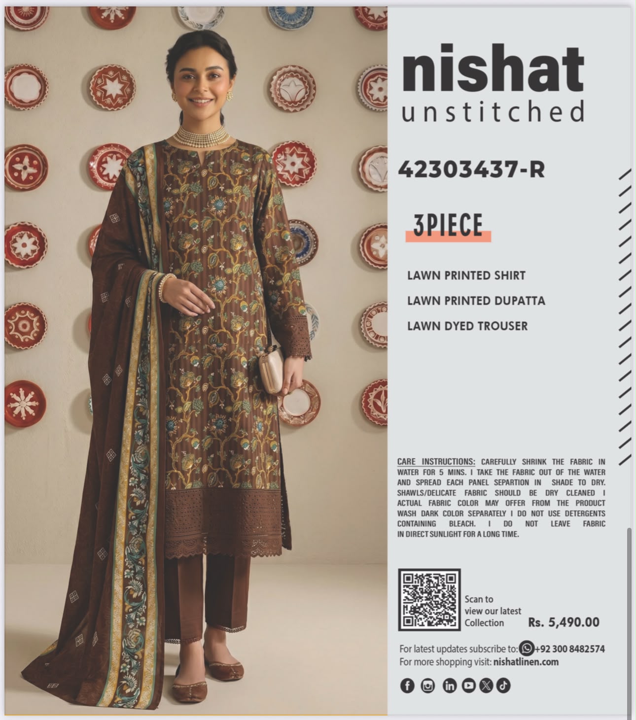 NISHAT UNSTICHED 3 PIECE LAWN