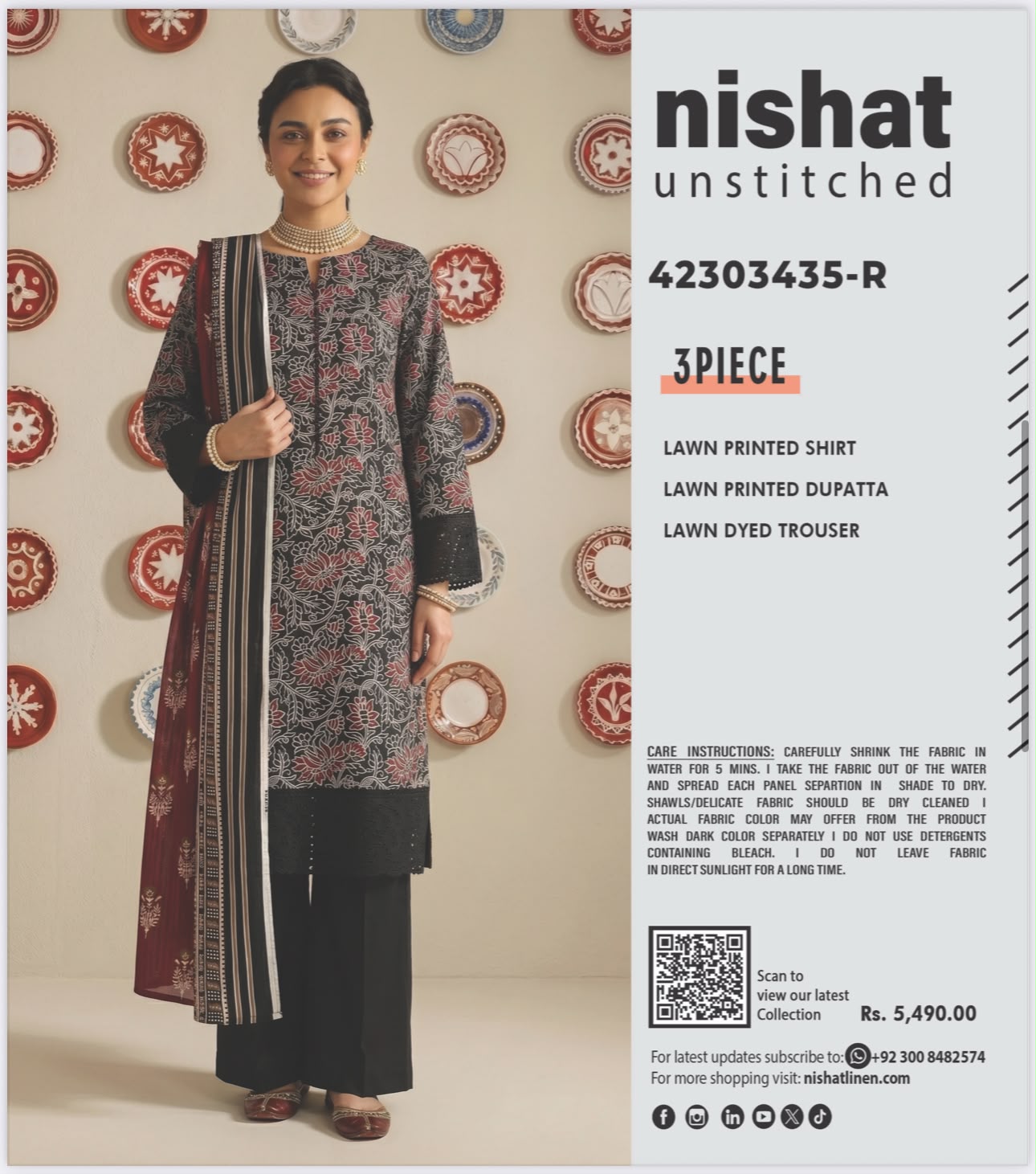 NISHAT UNSTICHED 3 PIECE LAWN
